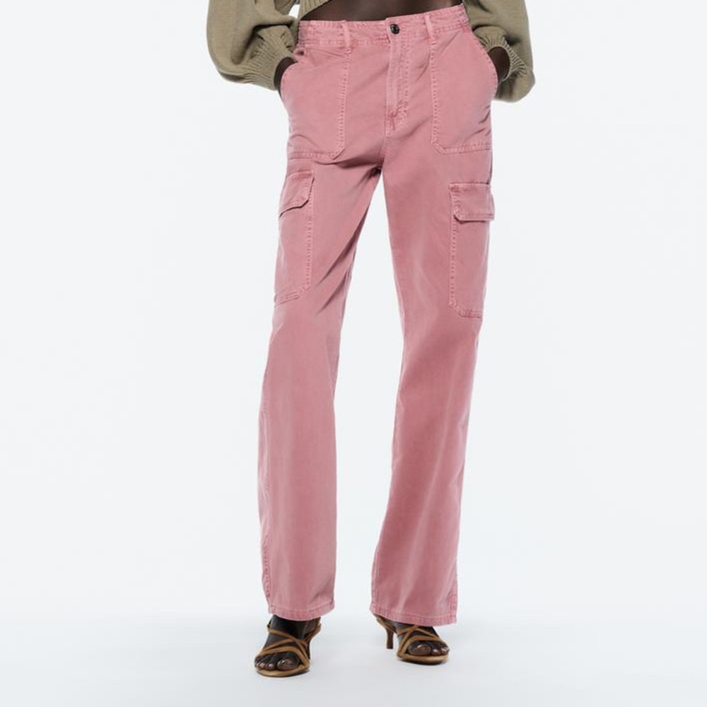 ZARA High-Rise Straight-Fit Cargo Trousers